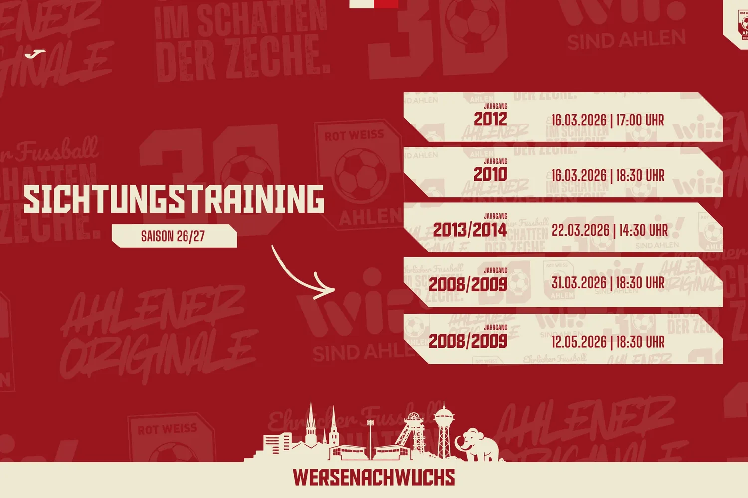 Sichtungstraining Saison 2026/27 beim Wersenachwuchs